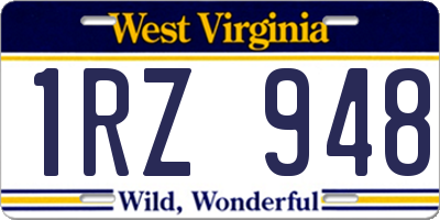 WV license plate 1RZ948
