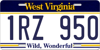 WV license plate 1RZ950