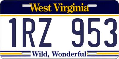WV license plate 1RZ953