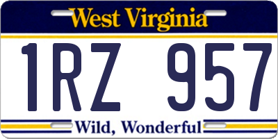 WV license plate 1RZ957
