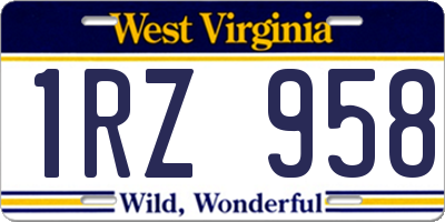 WV license plate 1RZ958