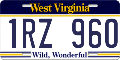 WV license plate 1RZ960