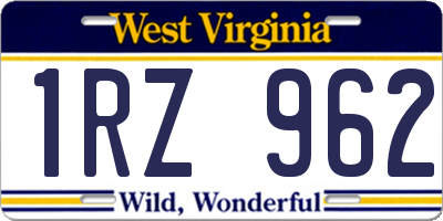WV license plate 1RZ962