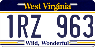 WV license plate 1RZ963