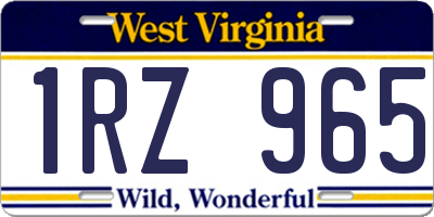 WV license plate 1RZ965