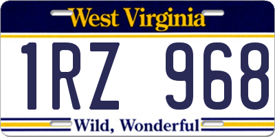 WV license plate 1RZ968