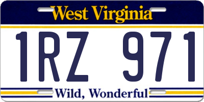 WV license plate 1RZ971