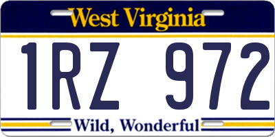 WV license plate 1RZ972