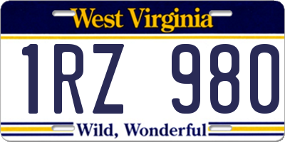 WV license plate 1RZ980