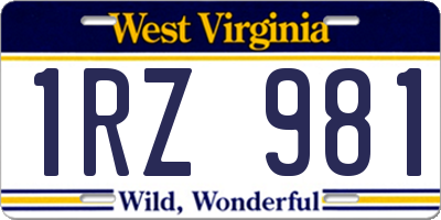 WV license plate 1RZ981