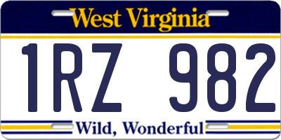 WV license plate 1RZ982