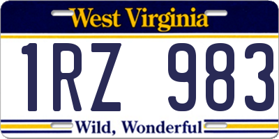 WV license plate 1RZ983