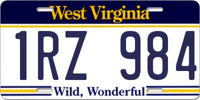 WV license plate 1RZ984