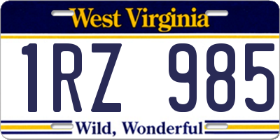 WV license plate 1RZ985