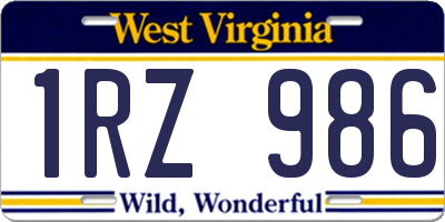 WV license plate 1RZ986