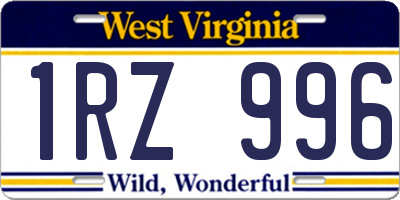 WV license plate 1RZ996