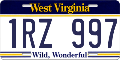 WV license plate 1RZ997
