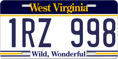 WV license plate 1RZ998