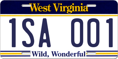 WV license plate 1SA001