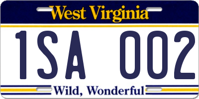 WV license plate 1SA002