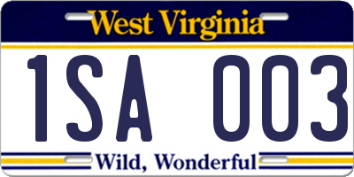 WV license plate 1SA003