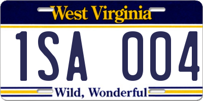 WV license plate 1SA004