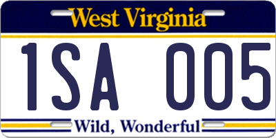 WV license plate 1SA005