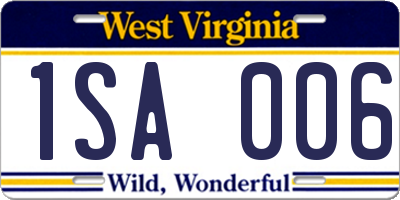 WV license plate 1SA006