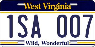 WV license plate 1SA007