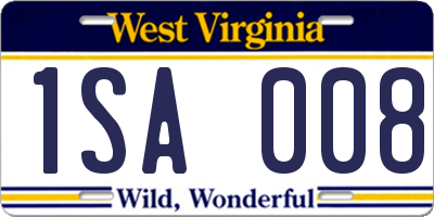 WV license plate 1SA008