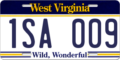WV license plate 1SA009