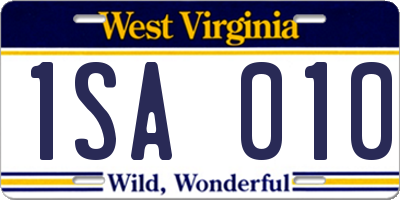 WV license plate 1SA010
