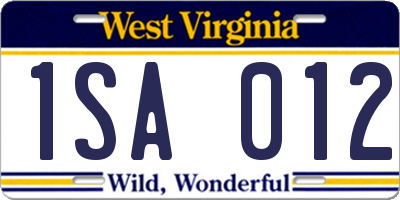 WV license plate 1SA012