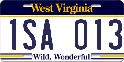WV license plate 1SA013