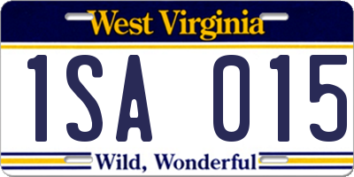 WV license plate 1SA015