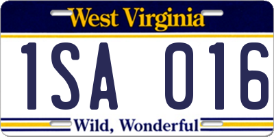 WV license plate 1SA016
