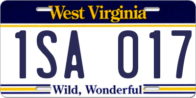 WV license plate 1SA017