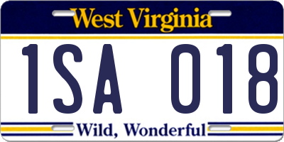 WV license plate 1SA018