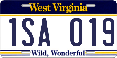 WV license plate 1SA019