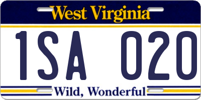 WV license plate 1SA020