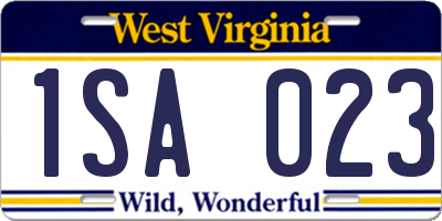 WV license plate 1SA023