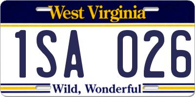 WV license plate 1SA026