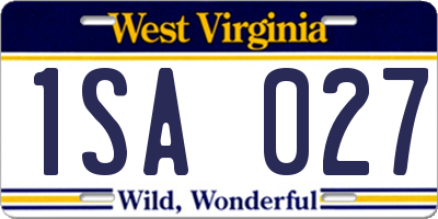 WV license plate 1SA027