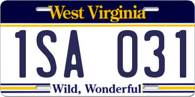 WV license plate 1SA031