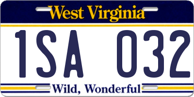 WV license plate 1SA032
