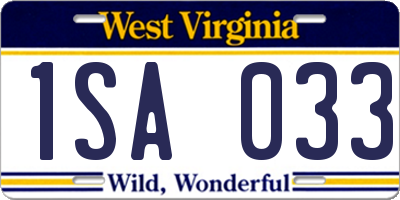 WV license plate 1SA033
