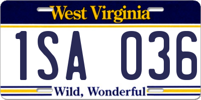 WV license plate 1SA036