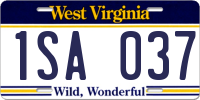 WV license plate 1SA037