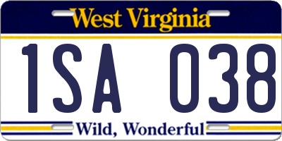 WV license plate 1SA038