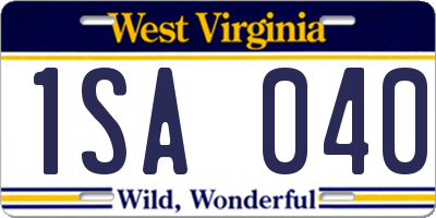 WV license plate 1SA040